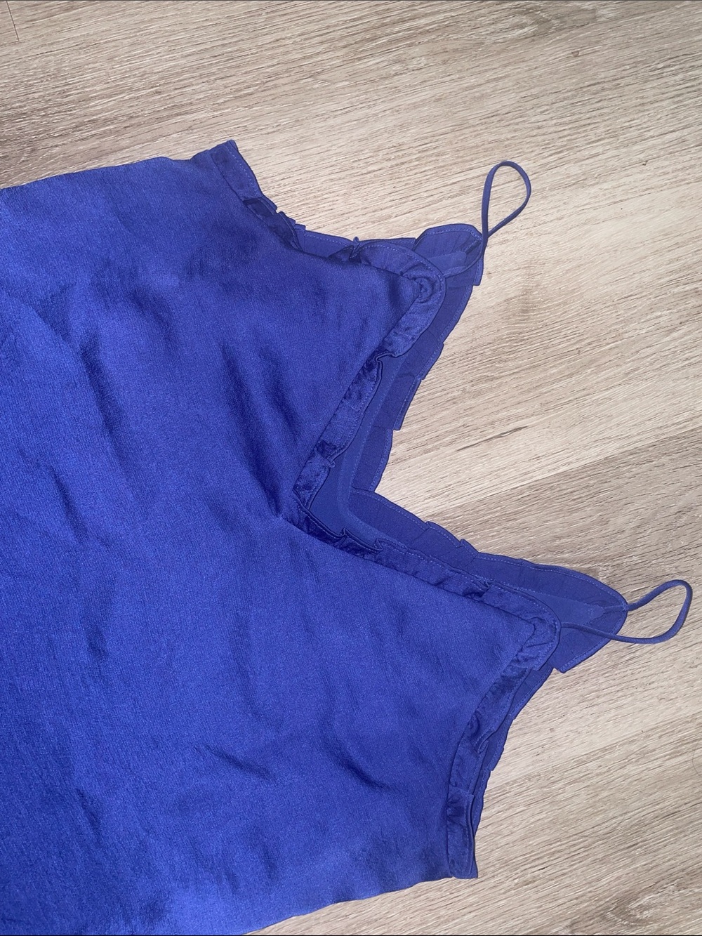 Express Royal Blue Satin Ruffle-Trim Cami | Women’s Medium | Worn Once - Picture 6 of 8